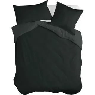 Basic Bettbezug Schwarz 155 x 220 cm 100% Baumwolle Hergestellt in Europa - Schwarz