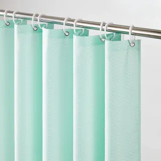 Furlinic Duschvorhang Überlänge 180x210 für Badewanne und Bad, Schwerer Badvorhang aus Stoff Wasserabweisend Waschbar Anti-shcimmel, Shower Curtains mit 12 Duschvorhangringen Waffelmuster Grün.