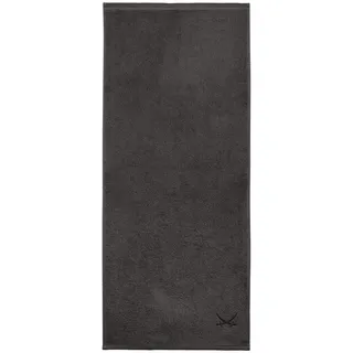 Sansibar Badetuch 90x180 cm – saugstarkes Strandtuch/Saunatuch aus Baumwolle – Oeko-TEX zertifizierter Frottee – Sylt-Design mit gesticktem Säbel-Logo – Anthrazit