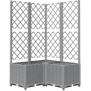 vidaXL Pflanzkübel Mit Rankgitter Hellgrau 80/80/136 Cm Pp , Kunststoff , Quadratisch , 80x136x80 cm , Gartenzubehör, Hochbeete