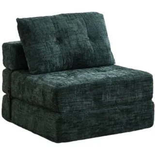 Okwish Schlafsofa Klappbares mit Kopf und Lumbalkissen Chenille Grün 79/180/18 cm , Dunkelgrün , Textil , 79x57x79 cm , Wohnzimmer, Sofas & Couches, Schlafsofas, Schlafsessel