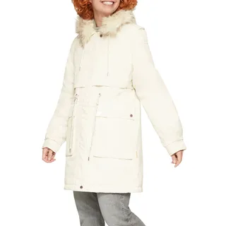 QS Damen 2149857 Mantel mit abnehmbarem Kunstfell, Weiß 510, XS
