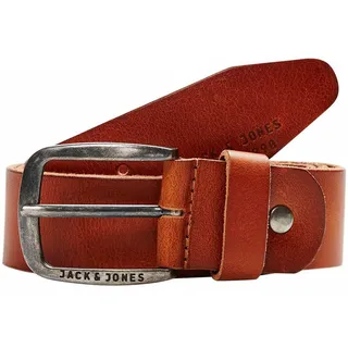 Ledergürtel JACK & JONES "JACPAUL LEATHER BELT NOOS", Herren, Gr. 80, braun (cognac), Leder, unifarben, Gürtel Ledergürtel
