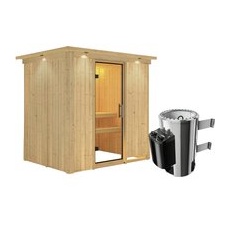 KARIBU Sauna »Kircholm«, inkl. 3.6 kW Saunaofen mit integrierter Steuerung, für 3 Personen - beige