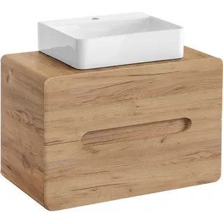 Waschtisch 80 cm mit Keramikbecken LUTON-56-CRAFT Wotan Eiche Nb. Nb. B/H/T ca. 80/68/46 cm - Beige