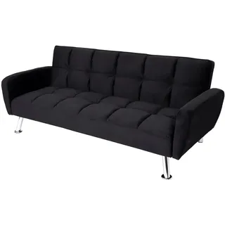 Mendler Sofa HWC-K19, Couch Schlafsofa Gästebett Bettsofa Klappsofa, Nosagfederung Schlaffunktion 203cm ~ Samt schwarz