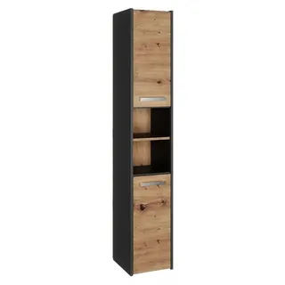 Topeshop S30 ANTRACYT/ARTISAN, Frei stehend, 6 Regale, 2 Tür(en), Partikelbord, Matt, Drehtür - Grau, Braun