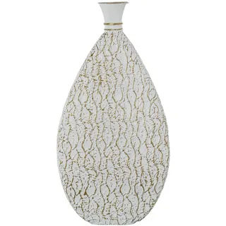 Bodenvase aus Metall in Gold und Weiß, 50 x 15 x 95 cm