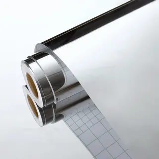 Yullpaper Spiegelfolie Selbstklebend Möbel Tapete Silber Klebefolie Möbel Tapeten Wohnzimmer Folie für Arbeitsplatte Schränke Flexibel Spiegel Aufkleber Dekofolie Möbelfolie Selbstklebend 40cm X 800cm