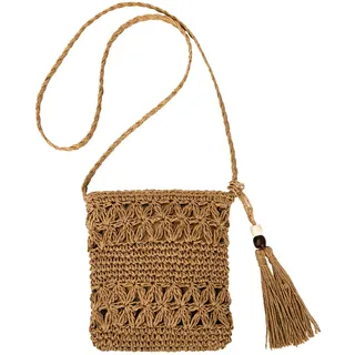 Aucuu Strohtasche Damen Stroh Umhängetasche Vintage Strandtasche mit Quaste Strand Stroh Handtasche Crossbody Tasche für Damenreisen und Urlaub
