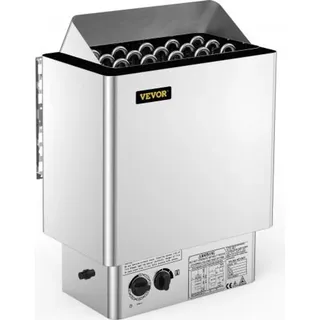 Vevor Saunaofen 9 KW, Sauna Elektroherd 380 V - 415 V, Edelstahlsaunaofen 20 kg Saunasteine, Elektrischer Saunaofen 2 Modi (Temperatur, Zeit), für 9-13 m3 Saunaraum, 190 cm Höhe, mit eingebauter Steuereinheit, Weiß
