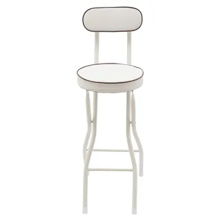 2er Set Barhocker - Klappbare Barstühle - Sitzhöhe 65 cm - Gepolsterte PolyurethanSitzfläche - X-förmiges Stahlgestell - Belastbar bis 125 kg - Weiß