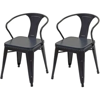 Mendler Esszimmerstuhl HWC-H10d Kunstleder schwarz-grau 2er Set