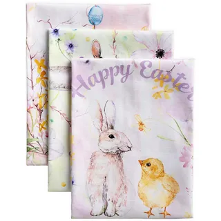 Maison d'Hermine Küchenhandtücher, 3er-Set, 100% Baumwolle, 70 x 50 cm, wiederverwendbar, saugfähig, mit Aufhängeschlaufe, ideal für Küche und Esszimmer,Muttertagsgeschenke - Easter Zest