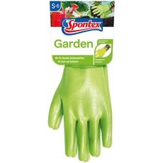 Spontex Garden, vielseitige Gartenhandschuhe für feuchte Gartenarbeiten, verstellbares Bündchen - 1 Paar, Gr. S, Grün