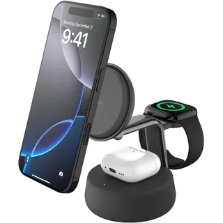 Belkin UltraCharge Pro 25w Qi2 3in1 Magnetic Charger Charcoal