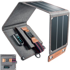 BigBlue 14W Solar Ladegerät Tragbar, Taschengröße Solarpanel 1-Port USB(5V/2.4A) & IPX4 wasserdichte SunPower Solarpanel für Reisen, Camping und Garten