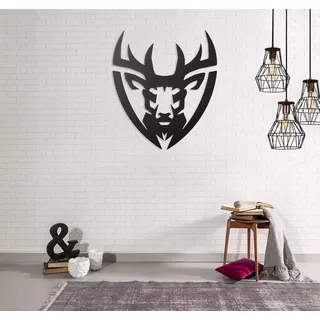 Homemania Wanddekoration, Hirsch, schwarz, kaltgewalzter Stahl, für Wohnzimmer, Büro, Wand.