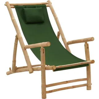 Liegestuhl Bambus und Canvas Grün - Grün
