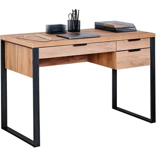 Novel Schreibtisch , Eichefarben , Metall , 3 Schublade(n) Schubladen , rechteckig , Kufe , 55x76x120 cm , Stauraum , Büromöbel, Büromöbel-Sets & Büromöbel-Serien, Büromöbelserien