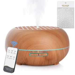 Simpeak Aroma Diffuser 550ml, Ultraschall Raum Diffuser Holz für ätherische Öle, Aromatherapie Düfte Luftbefeuchter mit Fernbedienung, Hellbraun