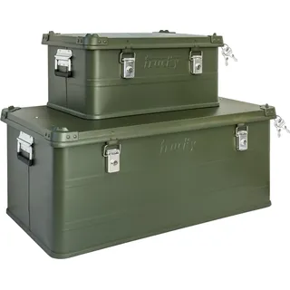 Set 2x Aluminium Box mit Deckel Grün Alu Kiste Box 50 + 140 L Alukiste Transportbox Metallbox Alu Aufbewahrungsbox Boxen Abschliessbar Metallkiste Trucky - Grün