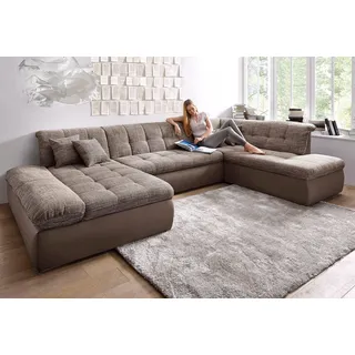 DOMO collection Wohnlandschaft Kunstleder U-Form 3-Sitzer Beige