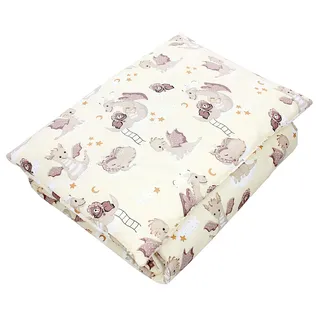 TupTam Kinder Gemusterte Bettdecken Set Ganzjahresdecke Bettdecke Kopfkissen Flachkissen 2tlg., Farbe: Dino Bärchen Braun Gelb, Größe: 135x100 cm