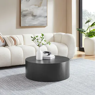 SalesFever Couchtisch »Design-Couchtisch für stilvolles Wohnen, Ø 80 cm« 1 Stk. tlg. Stilvoller & moderner Holztisch mit Echtholzfurnier, schwarz
