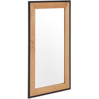 Mid.you Wandspiegel , Naturfarben, Schwarz , Holz, Metall, Glas, Holzwerkstoff , Tanne,Tanne , furniert , rechteckig , 70x120x2 cm , Garderobe, Garderobenspiegel