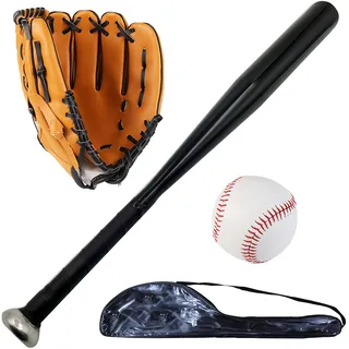Set aus Softball- und Baseballschläger mit Handschuh und Bällen – 25 Zoll/63,5 cm Langer Aluminiumschläger für Pickup-Spiele und Schlagtraining
