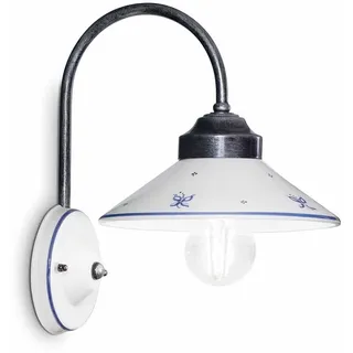 Wandlampe Keramik Metall E27 28 cm hoch Landhaus Stil Handarbeit Wandleuchte