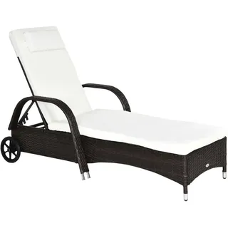 Outsunny Sonnenliege, Polyrattan, Kaffeebraun , Multicolor , Kunststoff , 73x103x200 cm , Gartenmöbel, Gartenliegen
