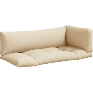 Palettenkissen 3-tlg. Beige Stoff - Beige