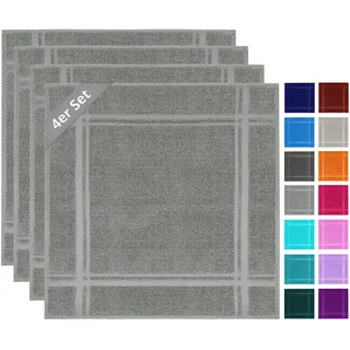 Lashuma Küchentücher 50x50 cm Baumwolle Grau - Stein, London 4er Set Küchenhandtücher