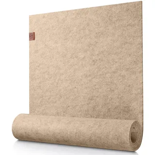 Sidorenko moderner Tischläufer aus Filz beige - 150x40cm - Abwaschbare Tischdecke mit Leder Label - Skandinavischer Tischband Deko - Tisch Filzläufer für draußen