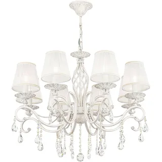 Maytoni Kronleuchter Weiß, Metall, Glas, Textil, 72x59x72 cm, CE, höhenverstellbar, beliebig kürzbar, gleichmäßige Lichtverteilung, Lampen & Leuchten, Innenbeleuchtung, Kronleuchter