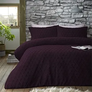 GC GAVENO CAVAILIA Teddy-Fleece-Bettbezug, geometrisch, weich, gemütlich, flauschig, warmes Bettwäsche-Set, Polyester, violett, Einzelbett