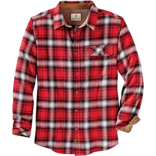 Legendary Whitetails Herren Buck Camp Flanell Langarm Plaid Button Down Freizeithemd Cordbündchen, Racing Red Plaid, 4X-Groß