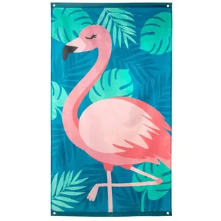 Boland 52551 - Fahne Flamingo, Größe 150 x 190 cm, Polyester, Banner, Wanddekoration, Hängedekoration, Kindergeburtstag, Beach, Party, Mottoparty, Karneval
