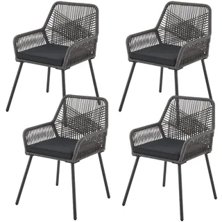 Juskys Gartenstuhl Kastos 55 x 70 x 106 cm grau 4 St.