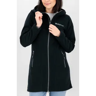 DEPROC activ DEPROC-Active Damen, Strickfleecejacke Longjacket mit Kapuze Übergangsjacke Windbreaker Fleecejacke Frauen Glory April Fleecemantel, Antrhazit, 38 EU
