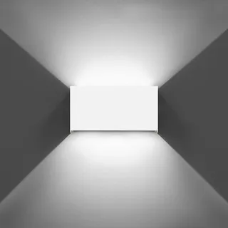 KAWELL 12W Modern Wandleuchte LED Wandlampe Up Down Einstellbarer Abstrahlwinkel Aluminium Wandbeleuchtung Innen Außen Wasserdicht IP65 für Badezimmer Treppen Schlafzimmer Wohnzimmer, Weiß 6000K