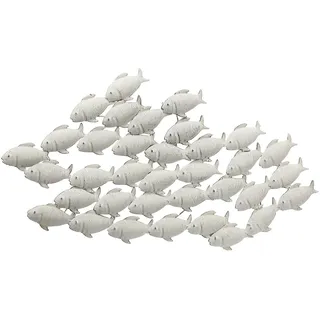 mucHome Wandobjekt Fischschwarm grau Eisen Wandbild Wanddeko Fische (Groß 97x53x2cm)