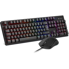 Bild Gaming Tastatur Maus Set, Mechanisch Maus Tastatur Set DE QWERTZ Layout 12 Funktionstasten USB Ergonomische Tastatur und Maus mit 6 Tasten 3200 DPI für Win, MacOS, Linux-Rotem Schalter