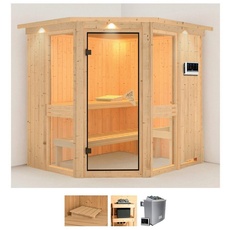 Bild Sauna »Aline 1«, (Set), 9-kW-Bio-Ofen mit externer Steuerung beige