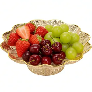 Zimoer 26x8CM Obstschale,Lebensmittelqualität Kunststoff Obstschalen Multifunktional Modern Obstkorb Stilvoll Langlebige für Obst,Snacks, Dessert,Gemüse Aufbewahrung,Küche (Gold)