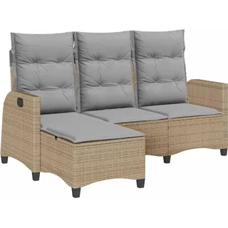 vidaXL Gartensofa mit Liegefunktion Kissen L-Form Beige Poly Rattan - Beige