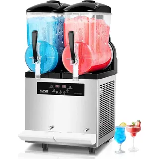 Vevor kommerzielle Slusheis Maschine 12 L x 2 Doppeltank-Maschine für gefrorene Getränke, 96 Tassen Edelstahl Slush-Eis-Maschine mit Tastenfeld Softeis