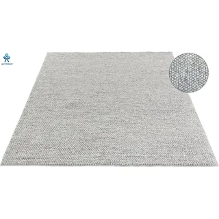 LeGer Home by Lena Gercke Wollteppich »Ainhoa, handgewebt, Wolle« rechteckig 12 mm Höhe einfarbig, Wolle, Teppich, Wohnzimmer, Schlafzimmer, Esszimmer, grau